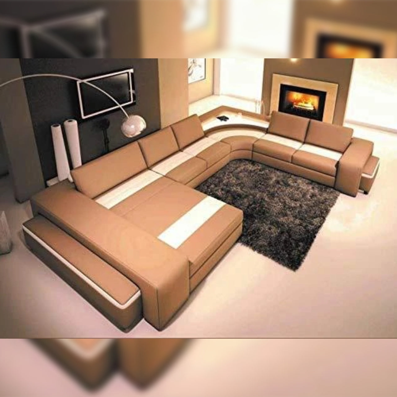 U Shape Sofa Set- Luxury Treviso Leatherette Corner Sofa Set