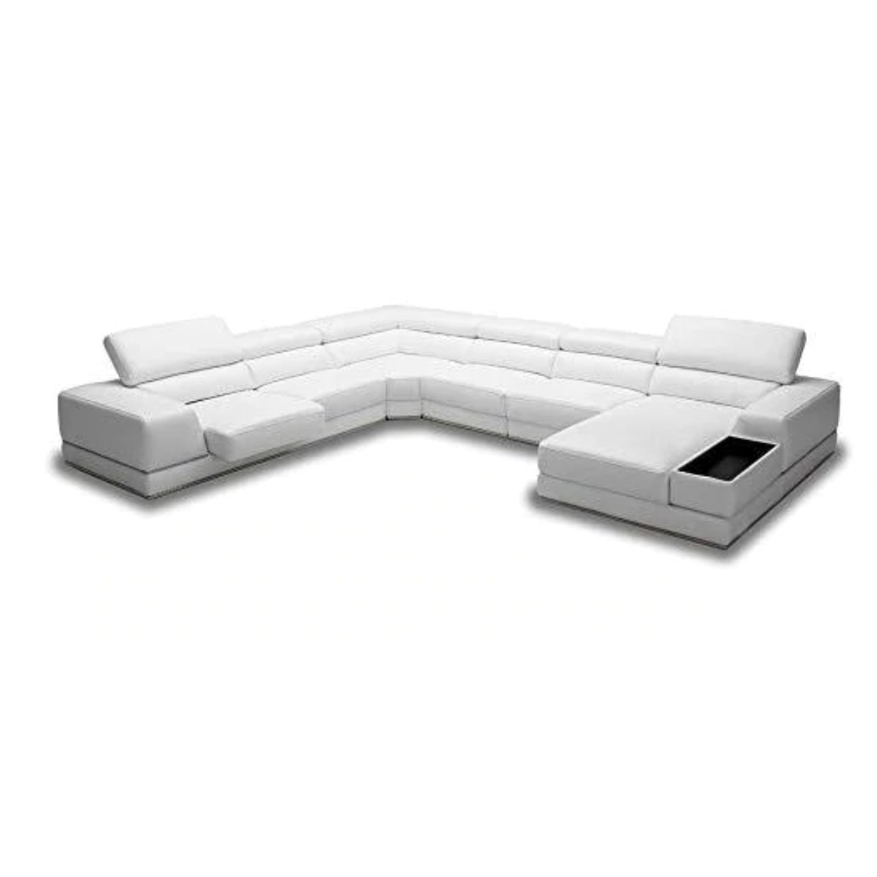 U Shape Sofa Set- Modern Eco-Leatherette Sofa Set (White)