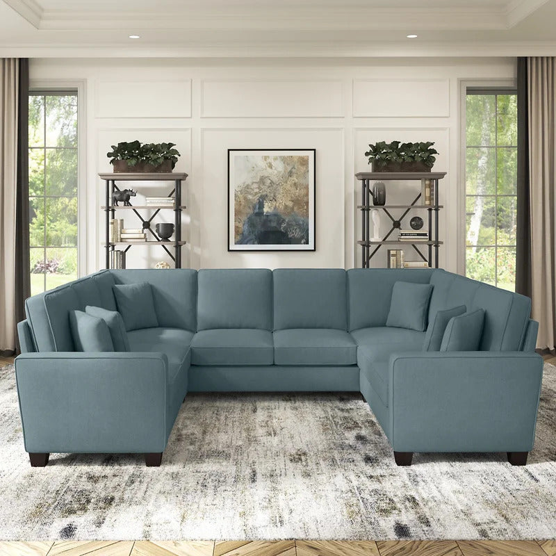 U Shape Sofa Set: 113" Wide Symmetrical Corner Sectional 8 Seater Sofa