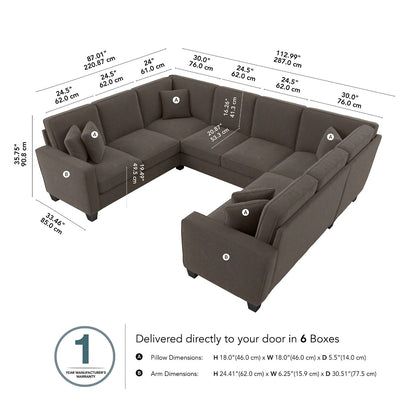 U Shape Sofa Set 113 Wide Symmetrical Corner Sectional 8 Seater Sofa
