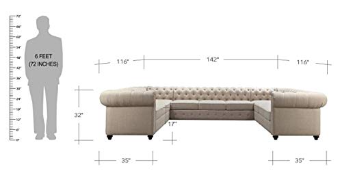 U Shape Sofa Set : 11 Seater 143.4" Wide Faux Leatherette Symmetrical