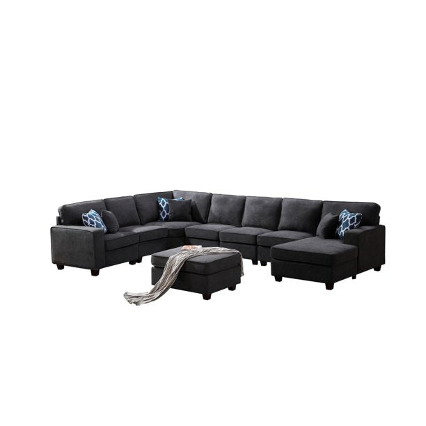 U Shape Sofa Set: 124" Wide Right Hand Facing 7 Seater Sofa Set