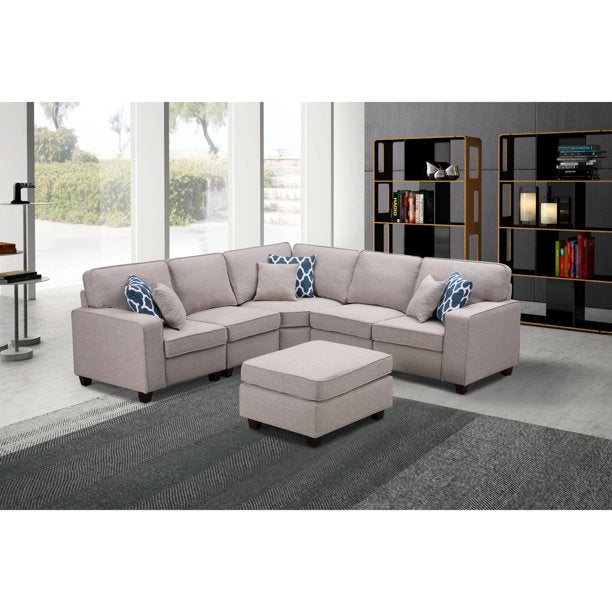 U Shape Sofa Set: 124" Wide Right Hand Facing 7 Seater Sofa Set