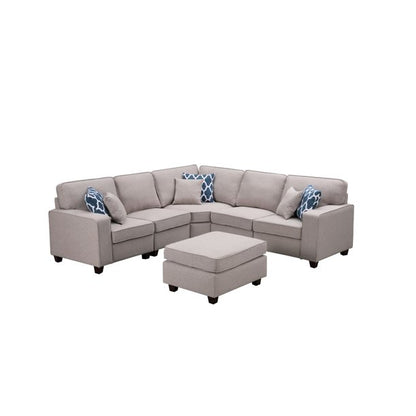 U Shape Sofa Set: 124" Wide Right Hand Facing 7 Seater Sofa Set