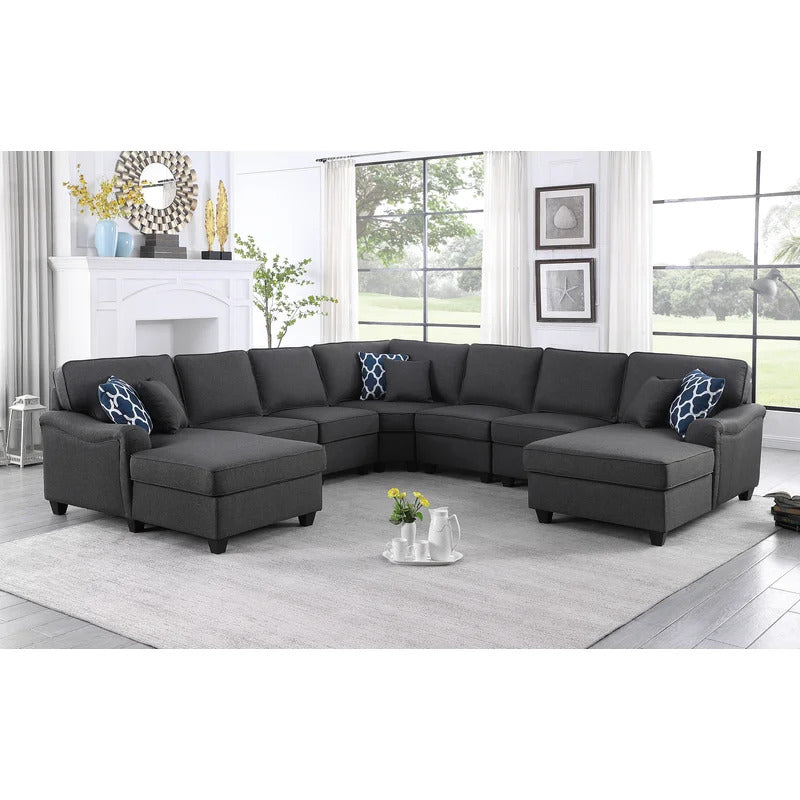 U Shape Sofa Set: 125'' Wide Symmetrical Corner Sectional 7 Seater Sofa