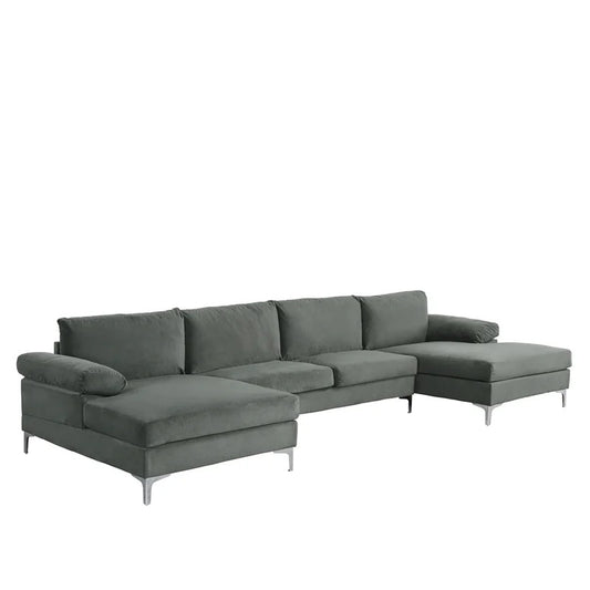  U Shape Sofa Set : 130.5" Wide Velvet Symmetrical Corner 