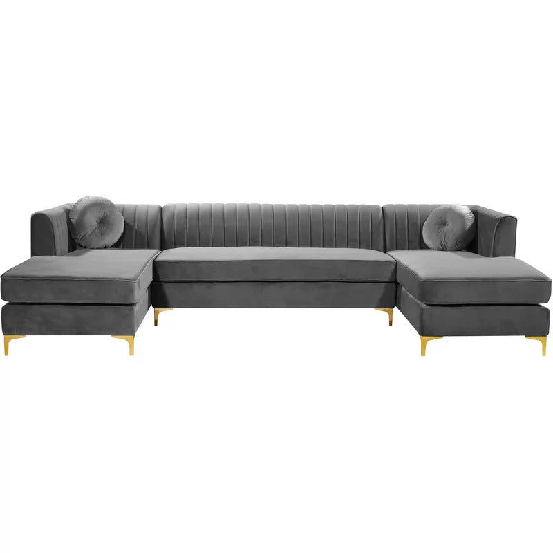U Shape Sofa Set : 132" Wide Velvet Symmetrical Modular Sofa