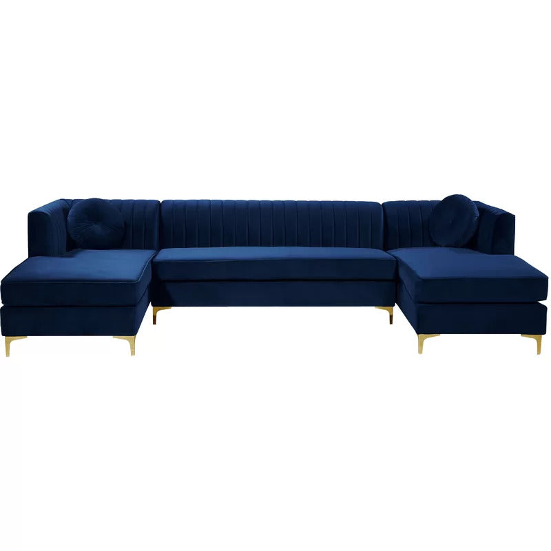 U Shape Sofa Set : 132" Wide Velvet Symmetrical Modular Sofa