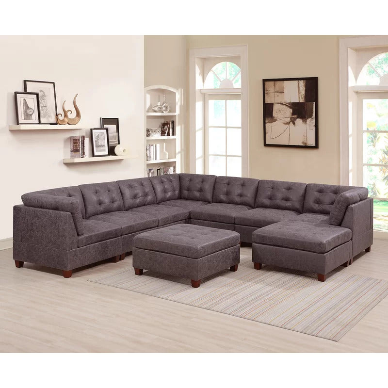 U Shape Sofa Set: 134" Wide Reversible Corner Sectional 8 Seater Sofa