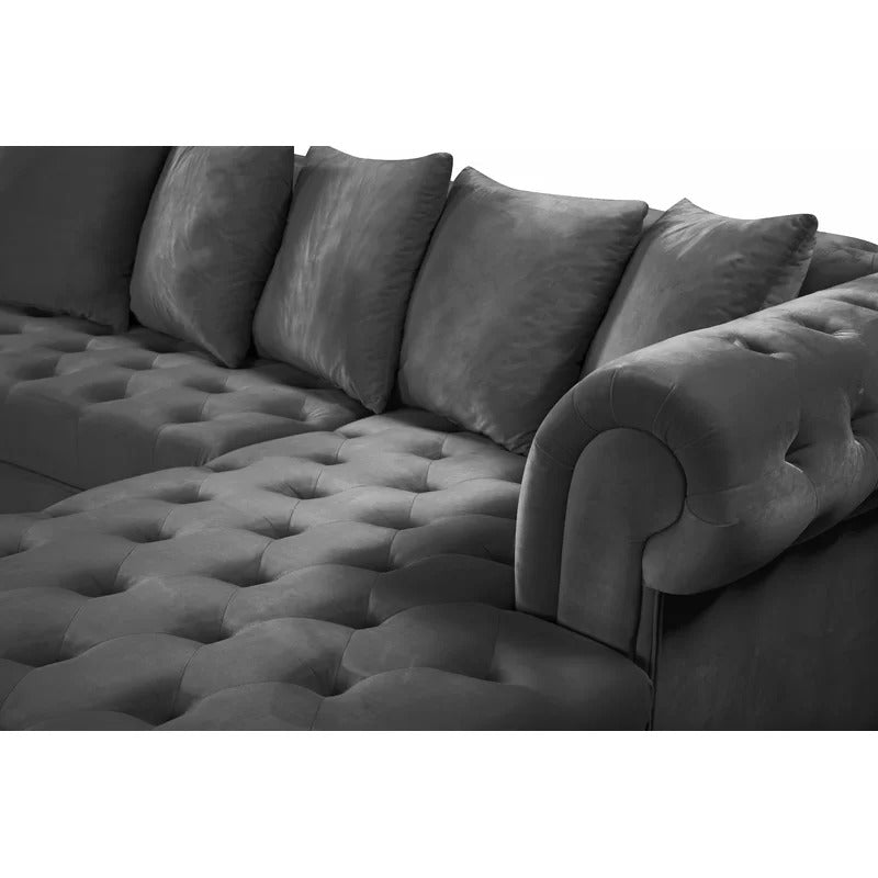  U Shape Sofa Set : 134" Wide Velvet Symmetrical 
