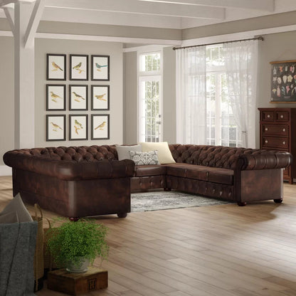 U Shape Sofa Set: 9 Seater Sofa Set 143.4" Wide Faux Leatherette Symmetrical Sectional Sofa