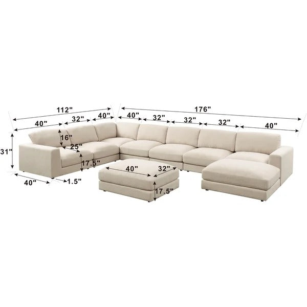 U Shape Sofa Set : 176'' Wide Reversible Corner Sectional