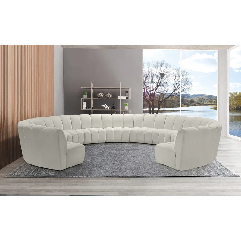 U Shape Sofa Set: 183" Wide Velvet Symmetrical Corner Sectional 11 Seater Sofa