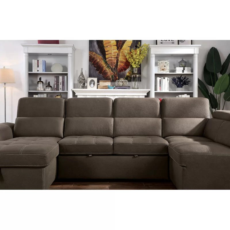 U Shape Sofa Set : 5 Seater 127.75" Wide Symmetrical Sleeper Sectional