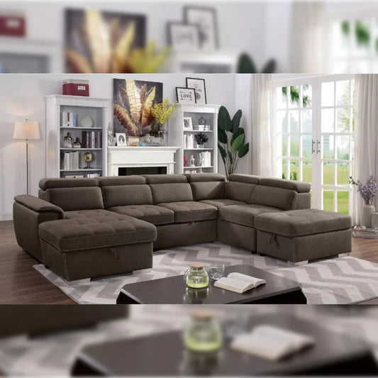 U Shape Sofa Set  5 Seater 127.75 Wide Symmetrical Sleeper Sectional