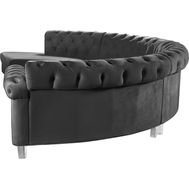 U Shape Sofa Set: 6 Seater 140" Wide Velvet Sectional Sofa