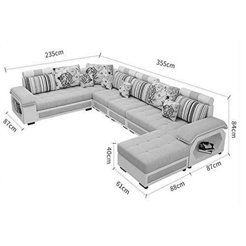U Shape Sofa Set : 7 Seater  142" Wide Reversible Modular Sectional