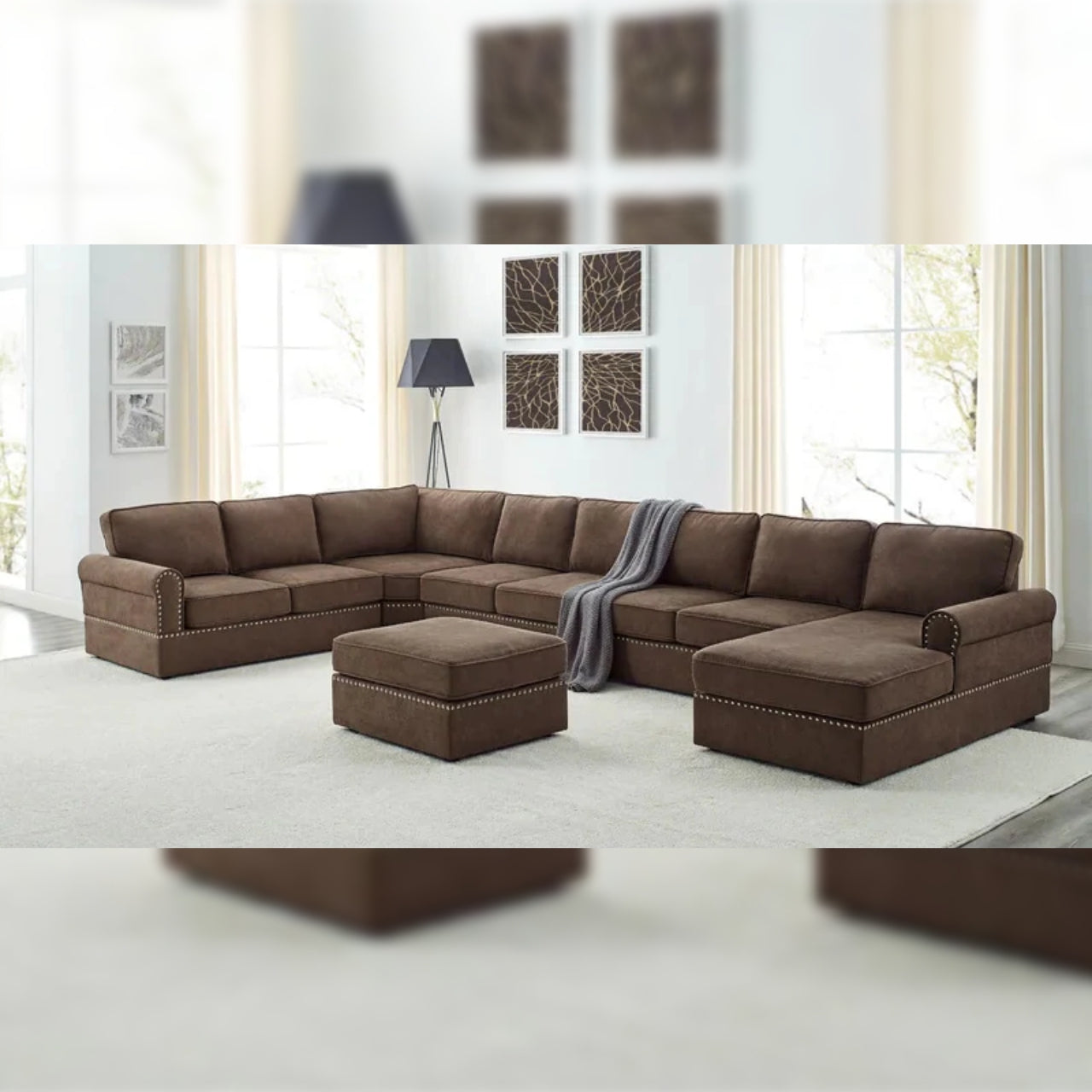 U Shape Sofa Set  8 Seater 161 Wide Modular Corner Sectional