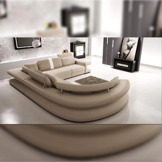 U Shape Sofa Set 8 Seater Modern Corner Leatherette Sofa Set (Grey)