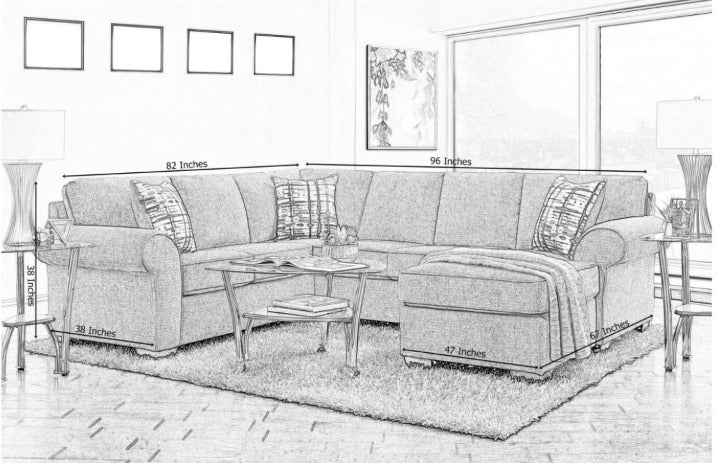 U Shape Sofa Set 96 Wide Reversible Sofa & Chaise 7 Seater Sofa