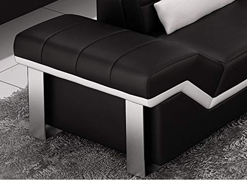 U Shape Sofa Set: Beatrix Leatherette Lounge  Sofa Set (Black and White)
