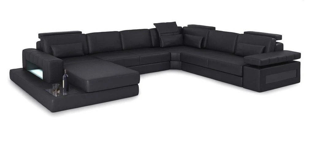 U Shape Sofa Set: Chaise Hardwood Leatherette Lounge Sofa Set