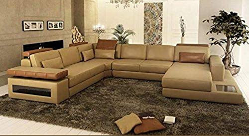 U Shape Sofa Set: Chaise Hardwood Leatherette Lounge Sofa Set