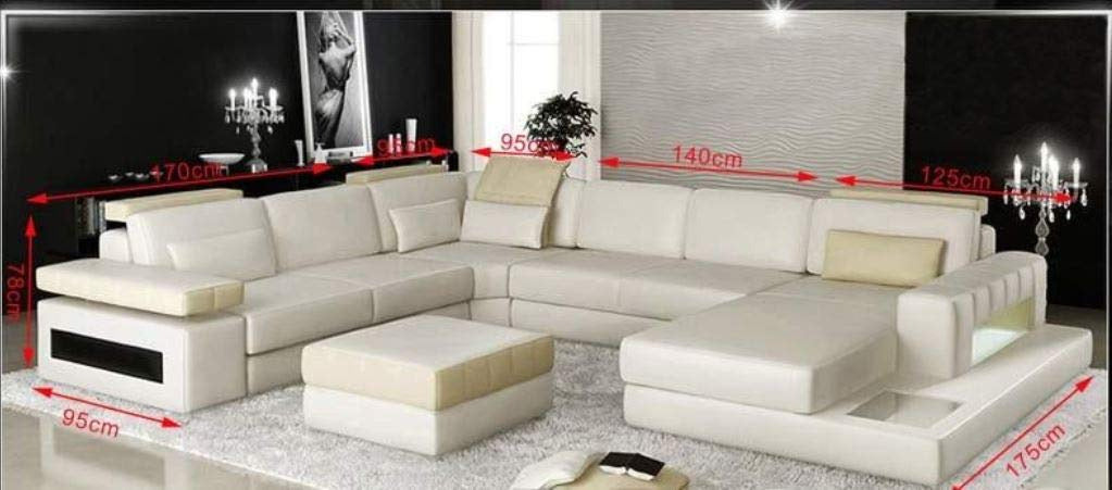 U Shape Sofa Set: Chaise Hardwood Leatherette Lounge Sofa Set