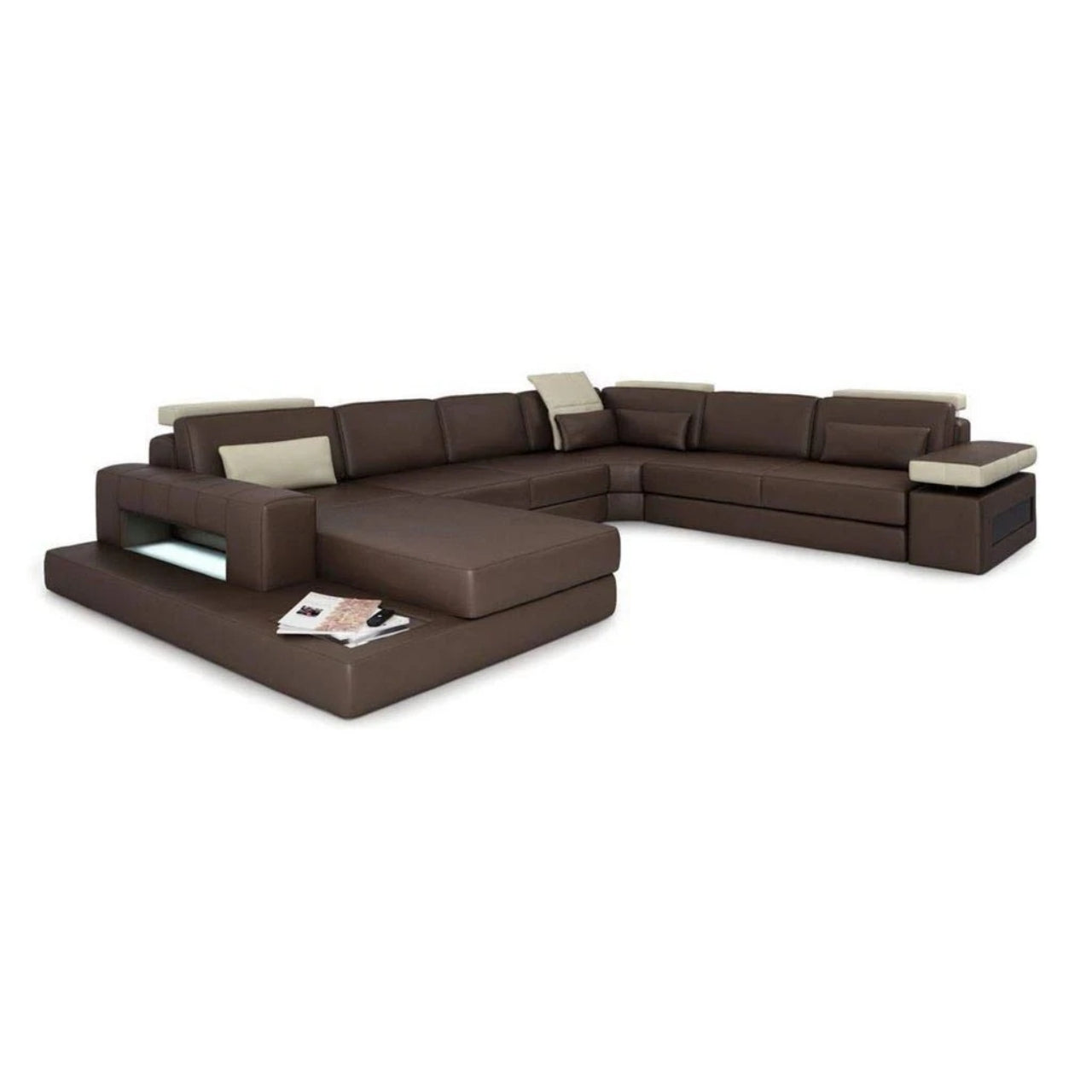 U Shape Sofa Set Chaise Hardwood Leatherette Lounge Sofa Set