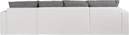 U Shape Sofa Set:- Half Leatherette Sofa Set (White and Grey)