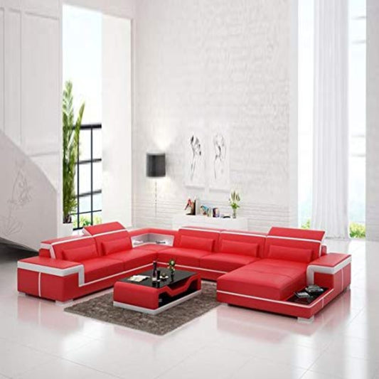 U Shape Sofa Set Italian Corner Leatherette Sofa Set