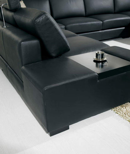 U Shape Sofa Set: Leather Sectional Sofa Set (Black)