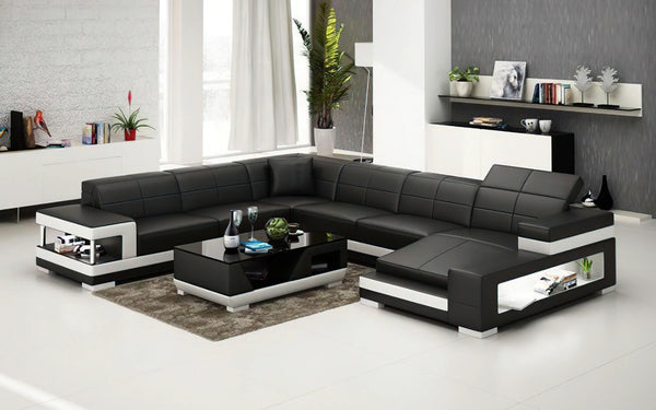 U Shape Sofa Set Leatherette Standard Size ,(Orange and White)