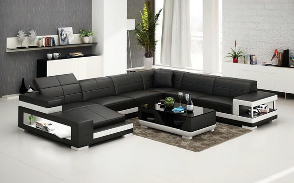 U Shape Sofa Set Leatherette Standard Size ,(Orange and White)