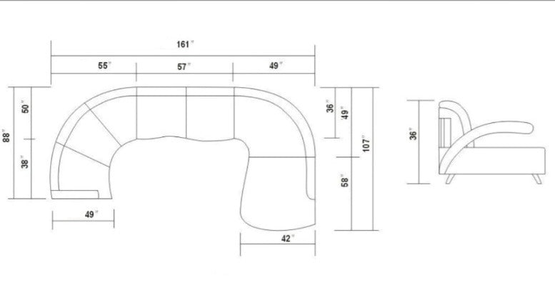 U Shape Sofa Set:- Luxury Curvy Look Leatherette Sofa Set (White)