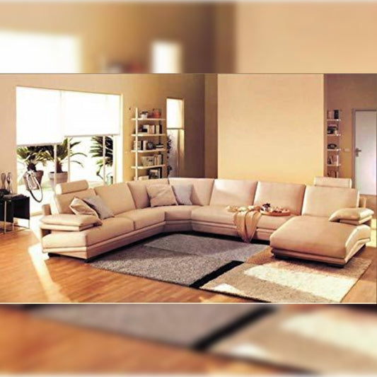 U Shape Sofa Set Luxury Leatherette Sofa (Sand Brown)