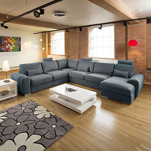 U Shape Sofa Set Massive Modern Corner Fabric Sofa Set (Dark Grey)