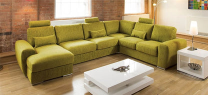 U Shape Sofa Set: Massive Modern Corner Fabric Sofa Set (Dark Grey)