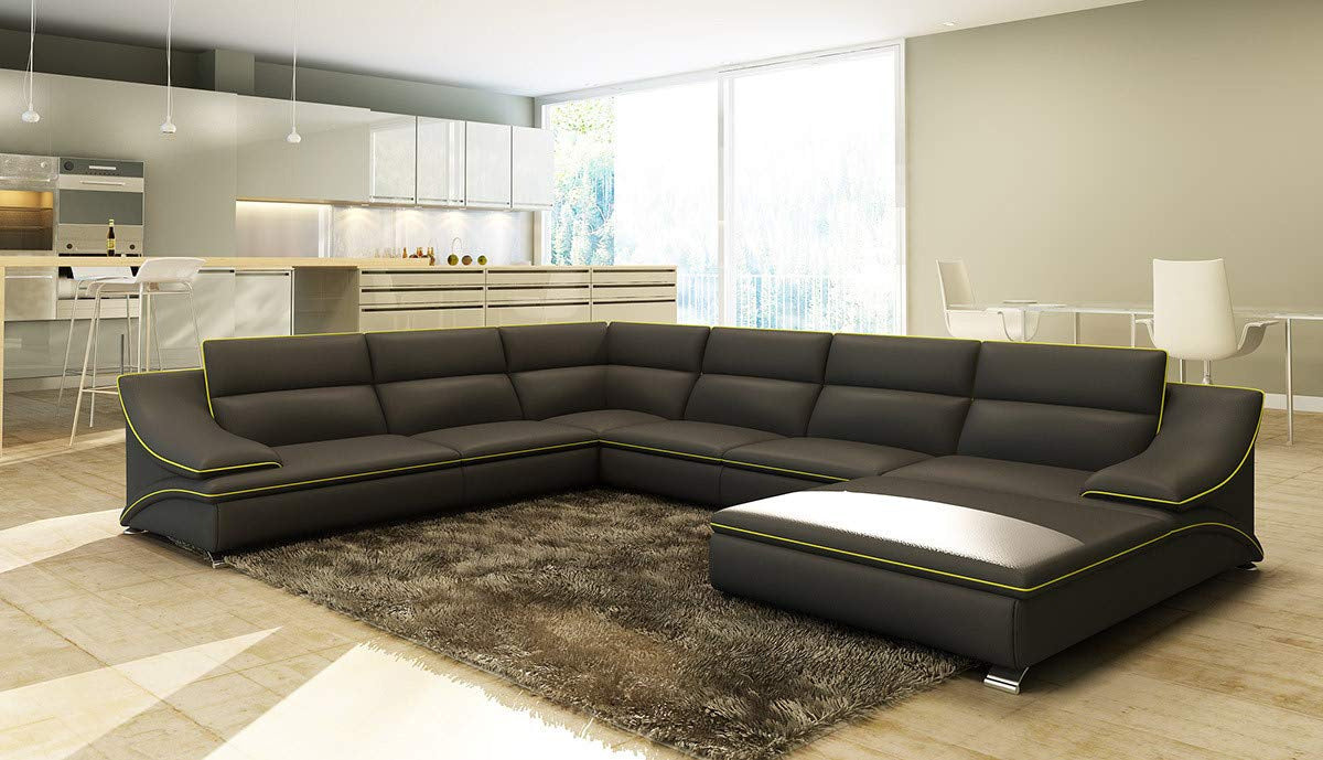 U Shape Sofa Set:- Melody Black Sectional Leatherette Sofa Set