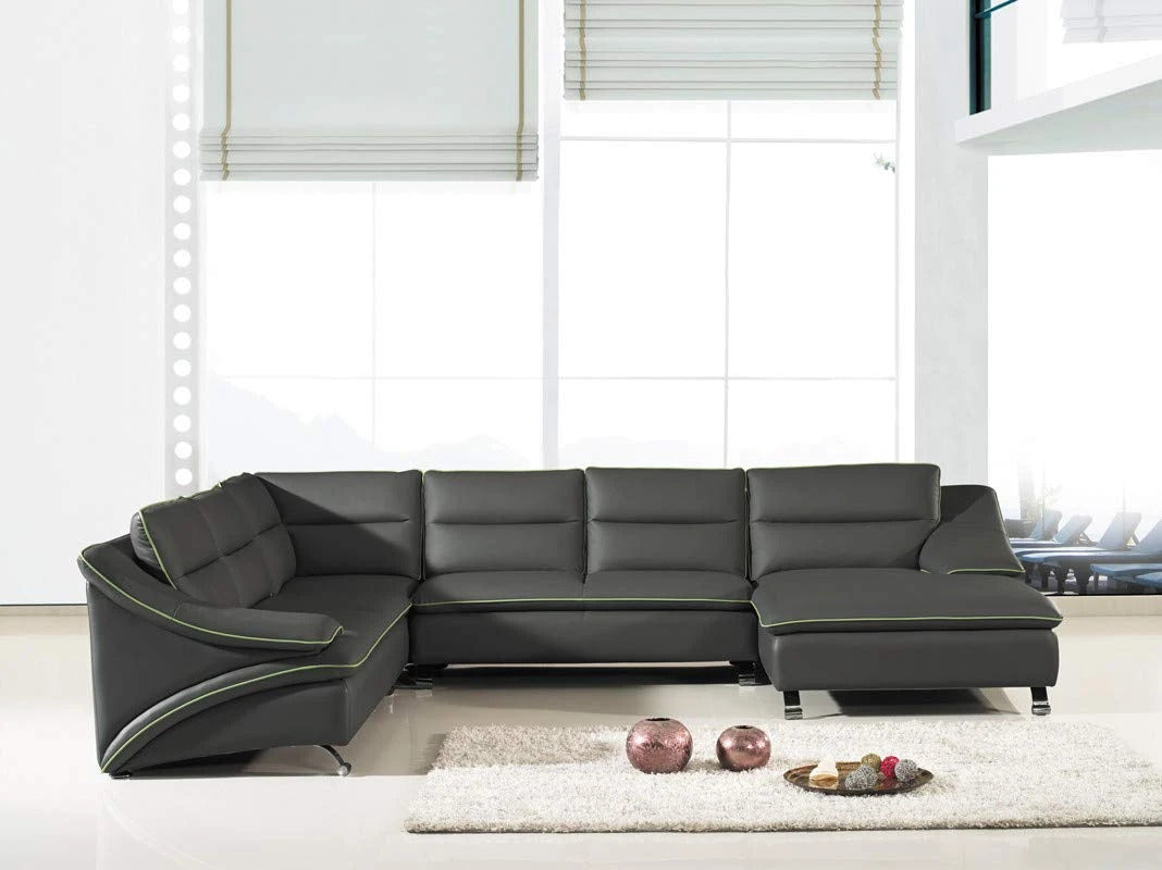 U Shape Sofa Set:- Melody Black Sectional Leatherette Sofa Set