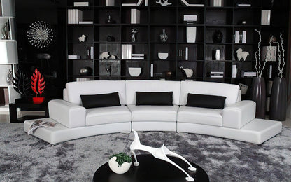 U Shape Sofa Set:- Modern Arc-Shaped Hardwood Leatherette Sofa Set, Standard (White and Black)