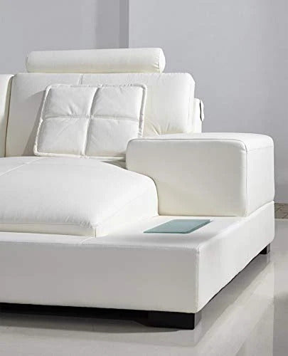 U Shape Sofa Set: Modern Bonded Leatherette Sectional Sofa Set (White)