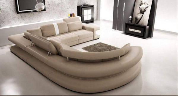 U Shape Sofa Set: Modern Corner Leatherette Sofa Set (Grey)