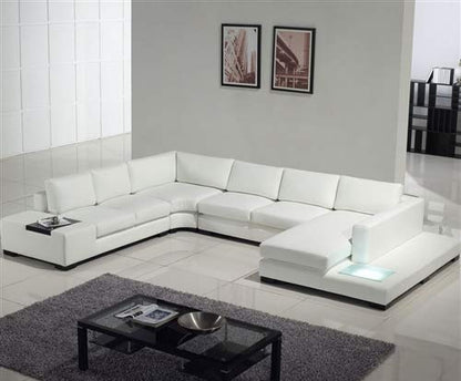 U Shape Sofa Set: Modern Leatherette Sectional Sofa Set (White)