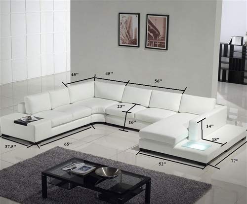 U Shape Sofa Set: Modern Leatherette Sectional Sofa Set (White)