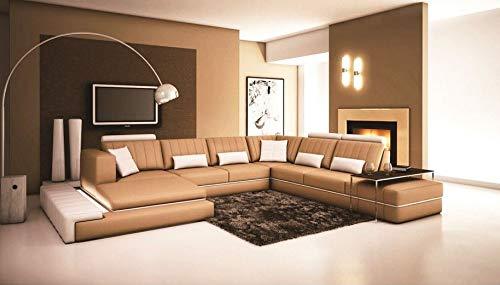U Shape Sofa Set: Modern Leatherette Sectional Sofa Set (Melody Brown)