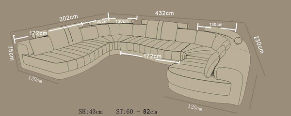 U Shape Sofa Set:- Modern Sectional Leatherette Sofa Set (Cream and White)