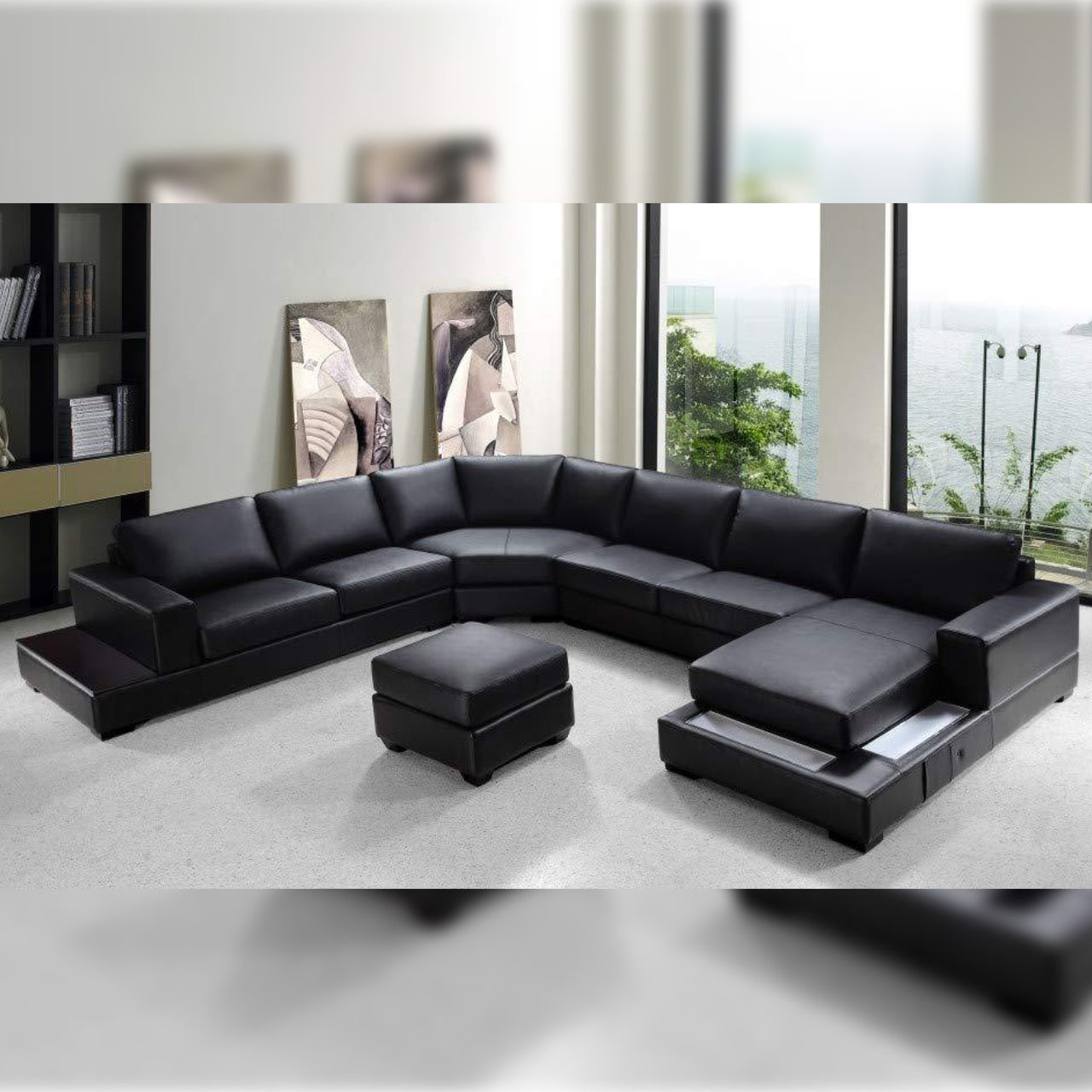 Modern Leather Sectional Sofa Set
