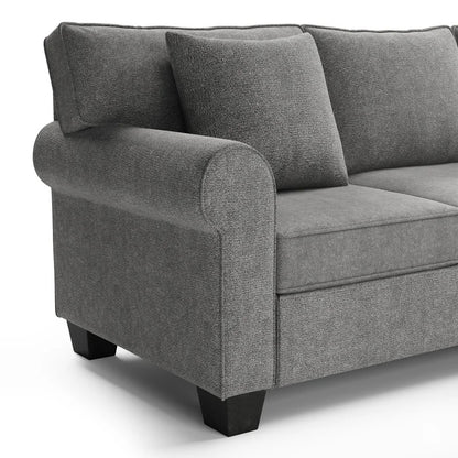 U Shape Sofa Set : Rolled Arm Classic Chesterfield Sectional Sofa