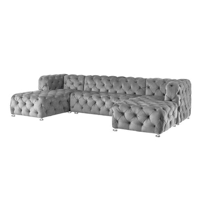 U Shape Sofa Set : Sectional Black 4 Seater Sofa Set